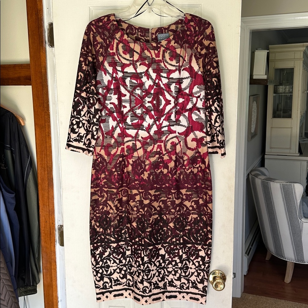 Rabbit Rabbit Rabbit Burgundy and Beige Dress